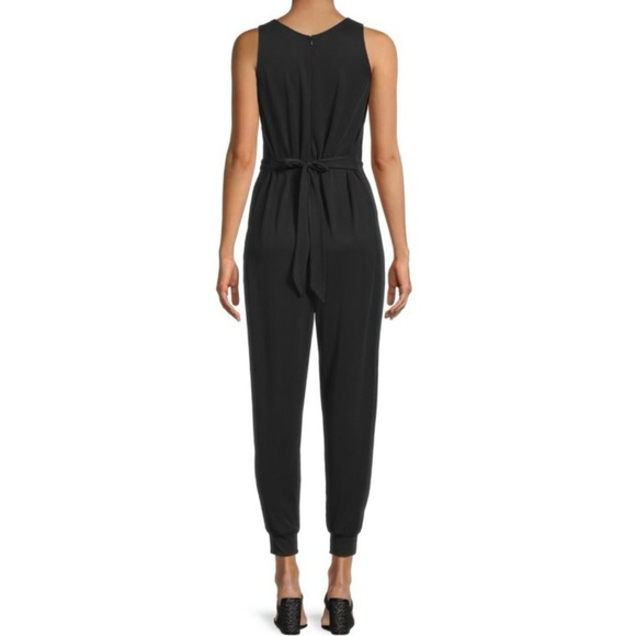 New Area Stars Sleeveless Belted Waist Jogger Jumpsuit Cisco Black Size XS - Picture 2 of 16